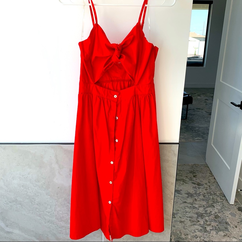 Gianni Bini red bow tie bra top midi dress